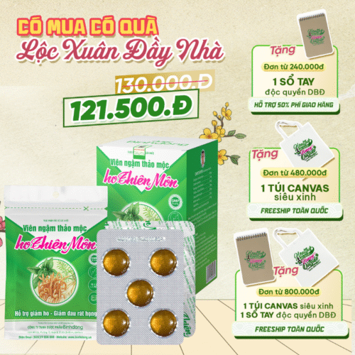 Viên ngậm thảo mộc ho Thiên Môn – Dược Bình Đông (Hộp 10 vỉ)